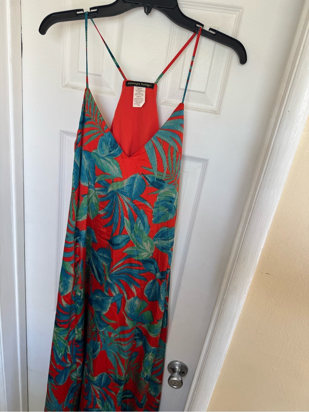 Alyssa Nicole Red Tropical Maxi Slip Dress